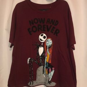 Disney Tim Burton’s Jack & Sally T-Shirt, Burgundy, 3x